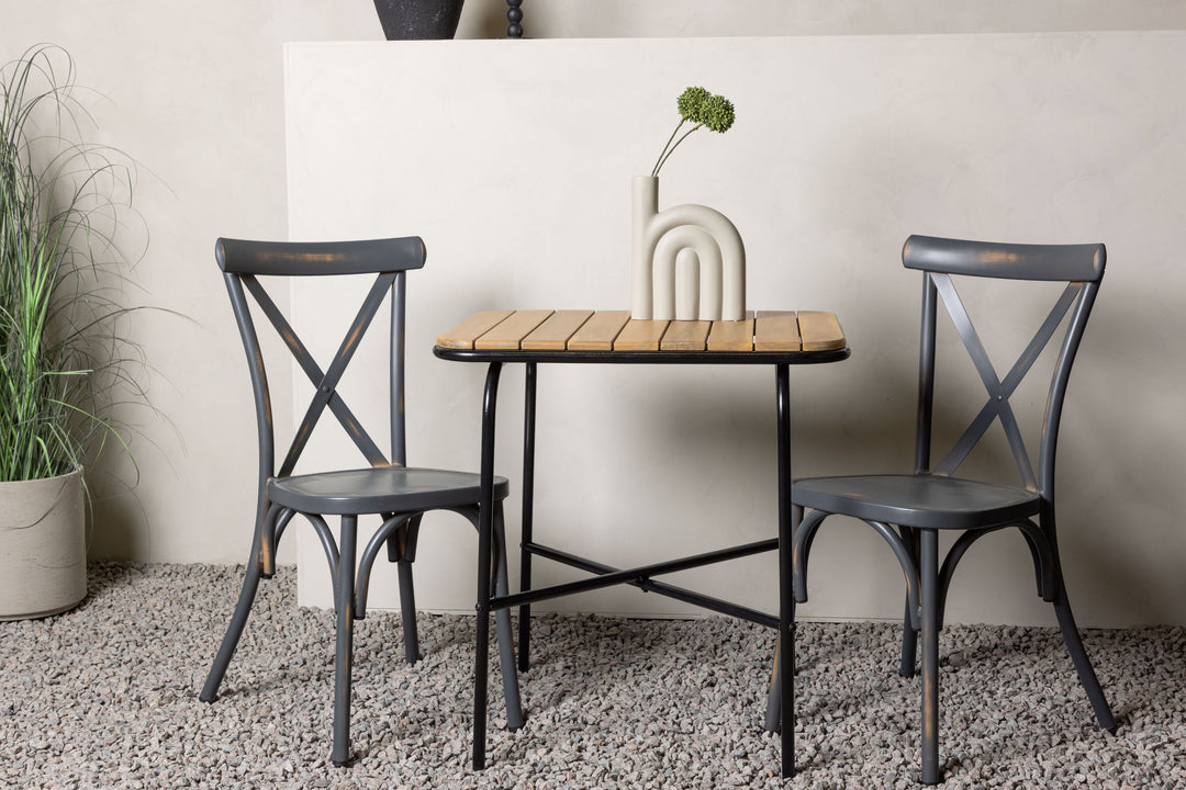 Venture Home Holmbeck Cafetable Steel - Black / Rectangular 55*70*74 +Tablas Diningchair Aluminium - Black / _2