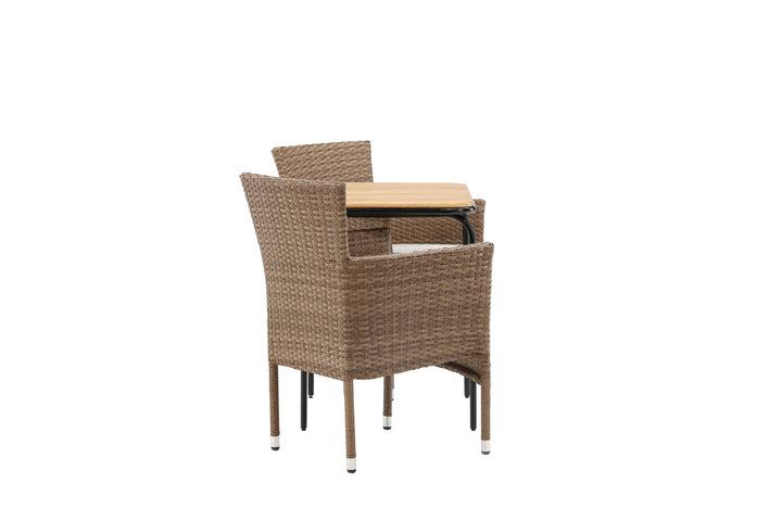 Venture Home Holmbeck Cafetable Steel - Black / Rectangular 55*70*74 +Malina Diningchair Alumnium - Nature / Wicker _2