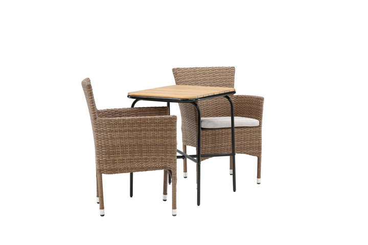 Venture Home Holmbeck Cafetable Steel - Black / Rectangular 55*70*74 +Malina Diningchair Alumnium - Nature / Wicker _2