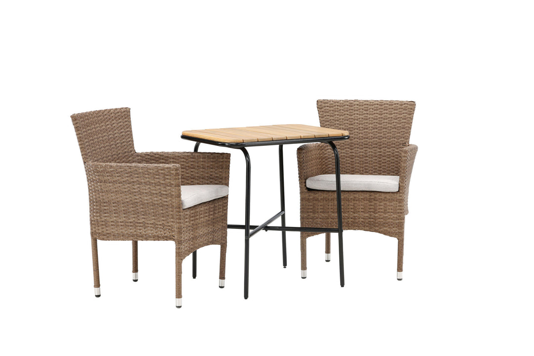 Venture Home Holmbeck Cafetable Steel - Black / Rectangular 55*70*74 +Malina Diningchair Alumnium - Nature / Wicker _2