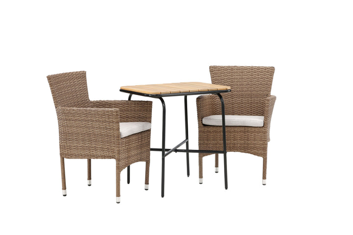 Venture Home Holmbeck Cafetable Steel - Black / Rectangular 55*70*74 +Malina Diningchair Alumnium - Nature / Wicker _2