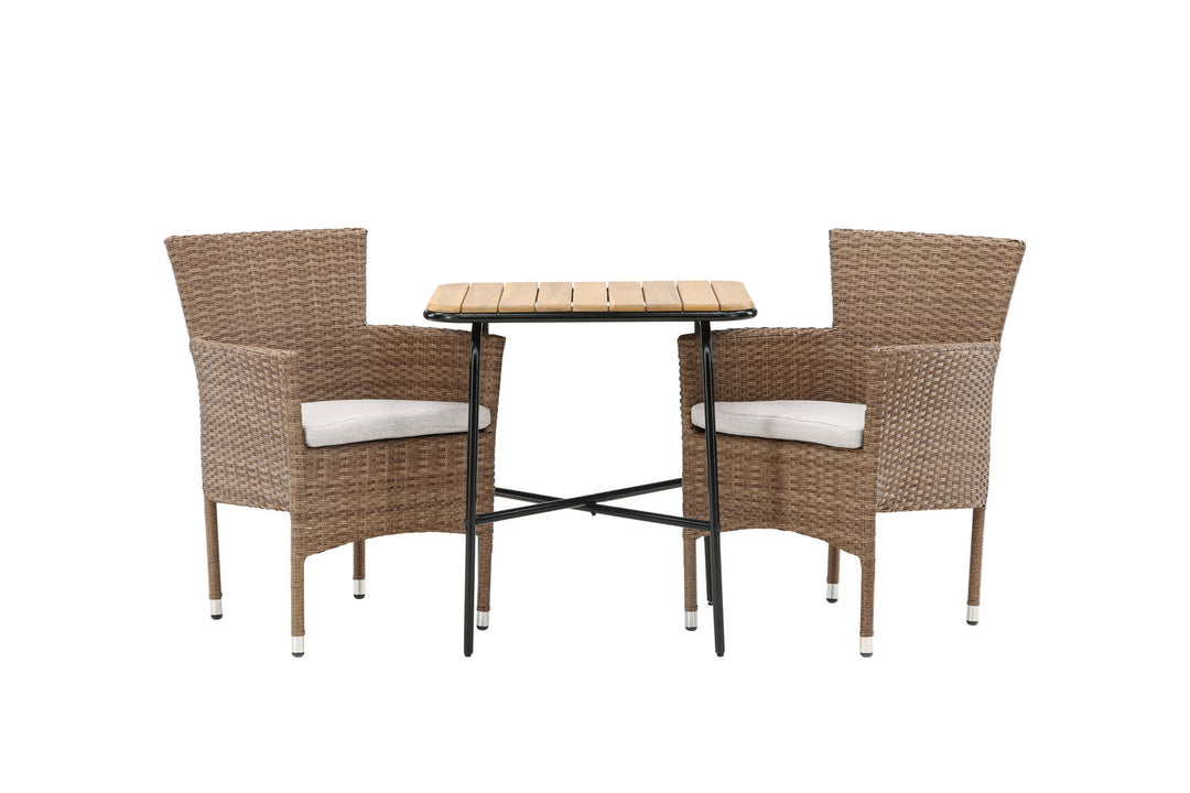 Venture Home Holmbeck Cafetable Steel - Black / Rectangular 55*70*74 +Malina Diningchair Alumnium - Nature / Wicker _2