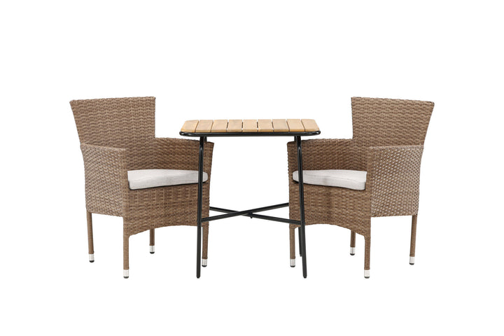 Venture Home Holmbeck Cafetable Steel - Black / Rectangular 55*70*74 +Malina Diningchair Alumnium - Nature / Wicker _2