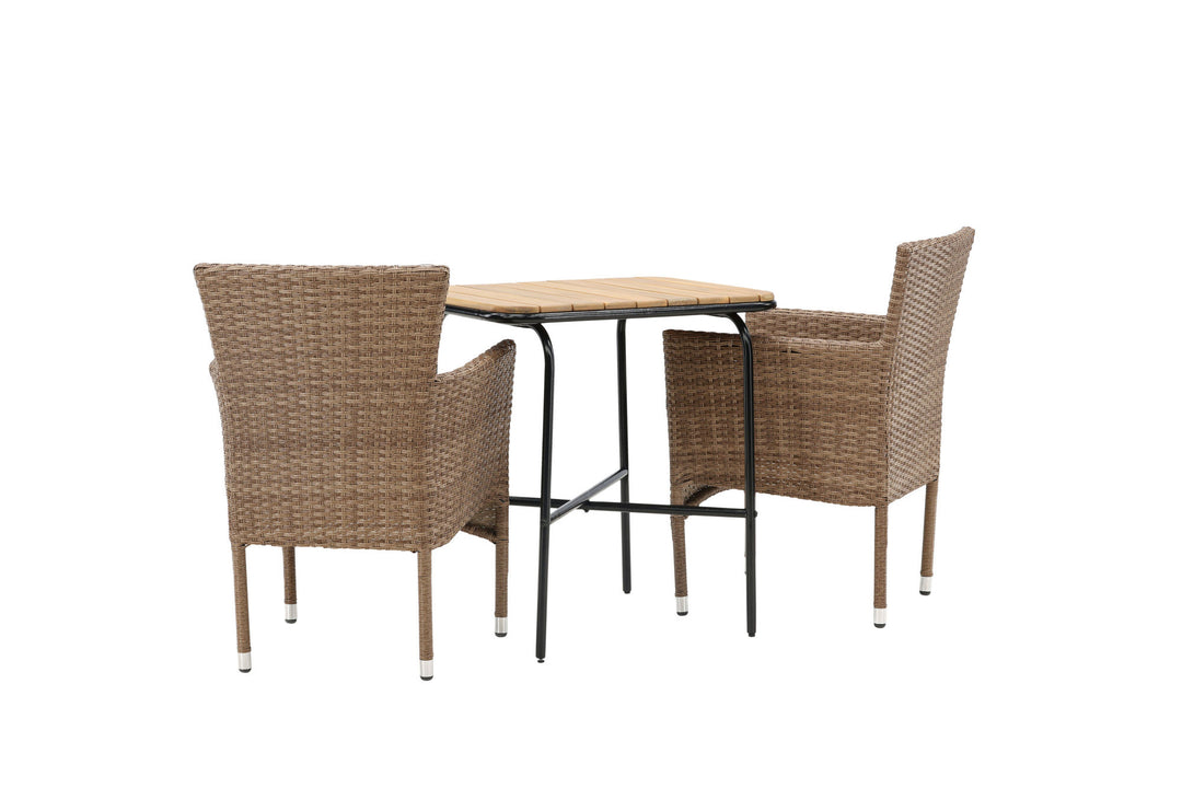 Venture Home Holmbeck Cafetable Steel - Black / Rectangular 55*70*74 +Malina Diningchair Alumnium - Nature / Wicker _2