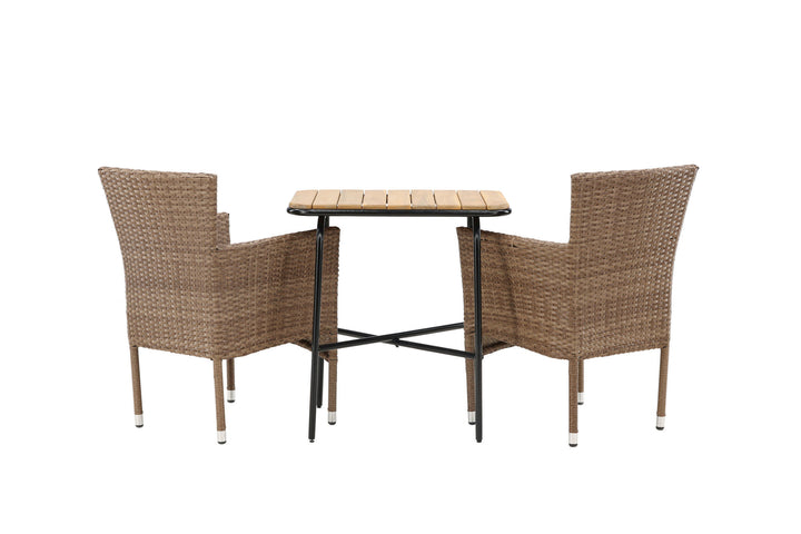 Venture Home Holmbeck Cafetable Steel - Black / Rectangular 55*70*74 +Malina Diningchair Alumnium - Nature / Wicker _2