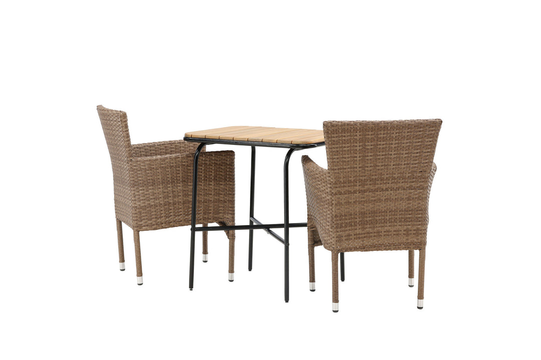 Venture Home Holmbeck Cafetable Steel - Black / Rectangular 55*70*74 +Malina Diningchair Alumnium - Nature / Wicker _2