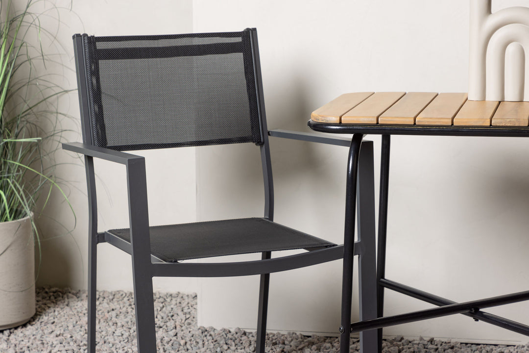 Venture Home Holmbeck Cafetable Steel - Black / Rectangular 55*70*74 +Copacabana Stacking Chair - Black/Black - Ersätter 4131-408 _2