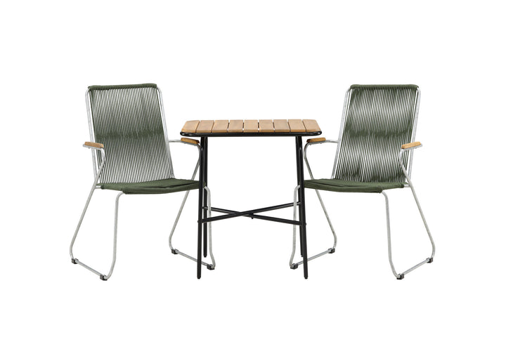 Venture Home Holmbeck Cafetable Steel - Black / Rectangular 55*70*74 +Bois Diningchair Steel - Silver / Green Rope _2