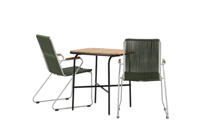 Venture Home Holmbeck Cafetable Steel - Black / Rectangular 55*70*74 +Bois Diningchair Steel - Silver / Green Rope _2
