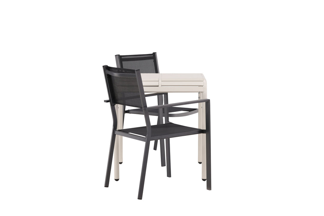 Venture Home Borneo Cafetable Aluminium - Beige / Kvadrat 70*70* +Copacabana Stacking Chair - Black/Black - Ersätter 4131-408 _2