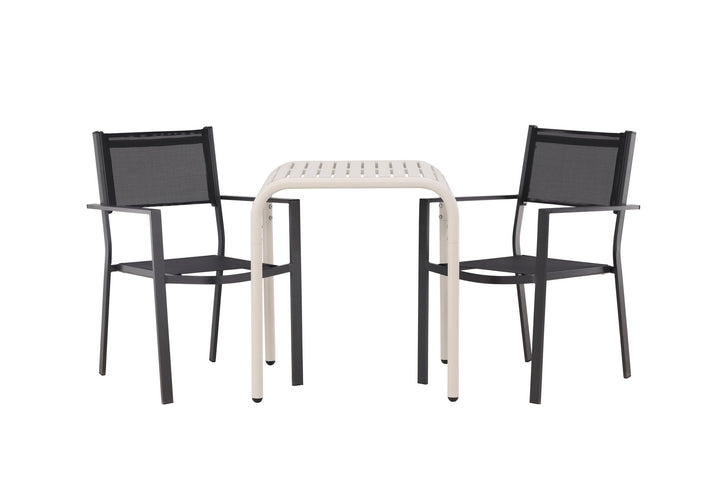 Venture Home Borneo Cafetable Aluminium - Beige / Kvadrat 70*70* +Copacabana Stacking Chair - Black/Black - Ersätter 4131-408 _2