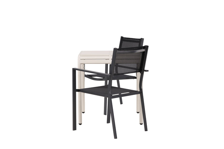 Venture Home Borneo Cafetable Aluminium - Beige / Kvadrat 70*70* +Copacabana Stacking Chair - Black/Black - Ersätter 4131-408 _2