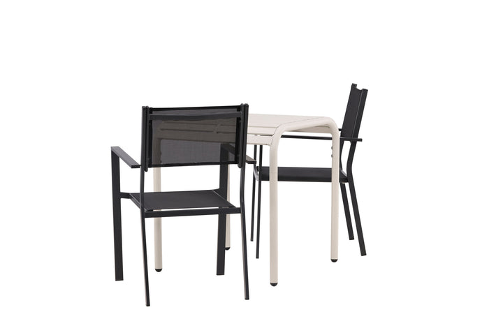 Venture Home Borneo Cafetable Aluminium - Beige / Kvadrat 70*70* +Copacabana Stacking Chair - Black/Black - Ersätter 4131-408 _2