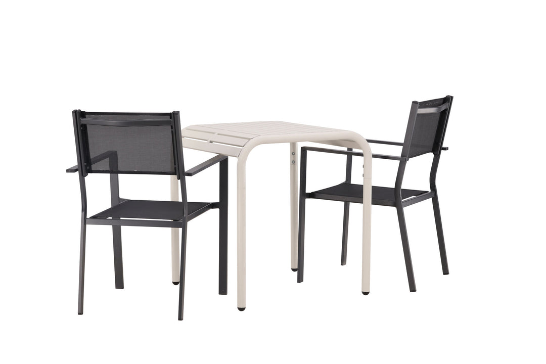 Venture Home Borneo Cafetable Aluminium - Beige / Kvadrat 70*70* +Copacabana Stacking Chair - Black/Black - Ersätter 4131-408 _2