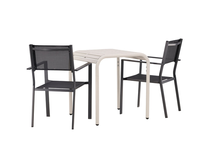 Venture Home Borneo Cafetable Aluminium - Beige / Kvadrat 70*70* +Copacabana Stacking Chair - Black/Black - Ersätter 4131-408 _2