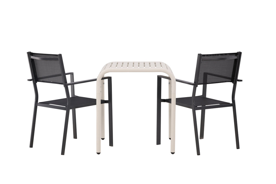 Venture Home Borneo Cafetable Aluminium - Beige / Kvadrat 70*70* +Copacabana Stacking Chair - Black/Black - Ersätter 4131-408 _2