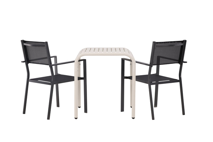 Venture Home Borneo Cafetable Aluminium - Beige / Kvadrat 70*70* +Copacabana Stacking Chair - Black/Black - Ersätter 4131-408 _2