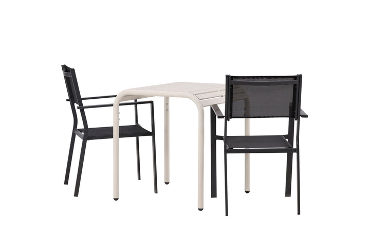 Venture Home Borneo Cafetable Aluminium - Beige / Kvadrat 70*70* +Copacabana Stacking Chair - Black/Black - Ersätter 4131-408 _2
