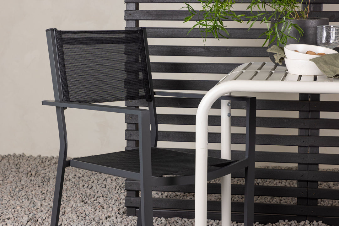 Venture Home Borneo Cafetable Aluminium - Beige / Kvadrat 70*70* +Copacabana Stacking Chair - Black/Black - Ersätter 4131-408 _2