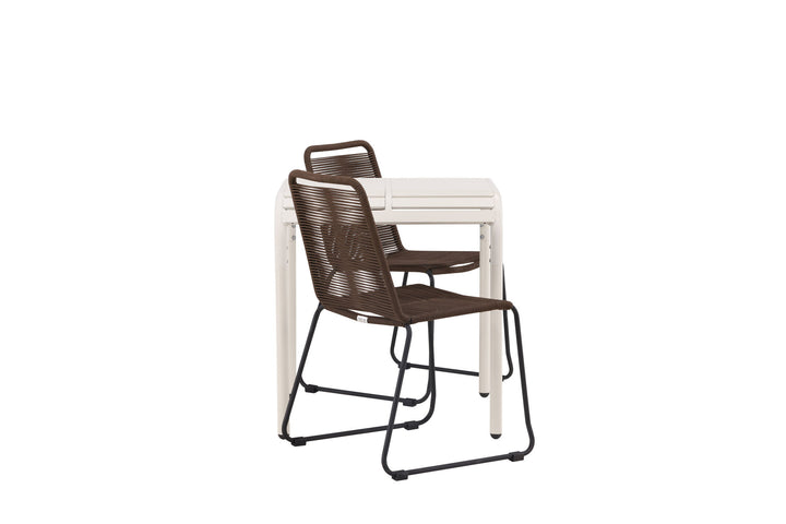 Venture Home Borneo Cafetable Aluminium - Beige / Kvadrat 70*70* +Lindos Diningchair Aluminium - Black / _2
