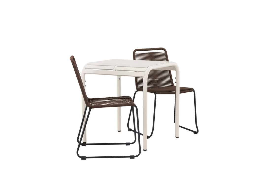 Venture Home Borneo Cafetable Aluminium - Beige / Kvadrat 70*70* +Lindos Diningchair Aluminium - Black / _2