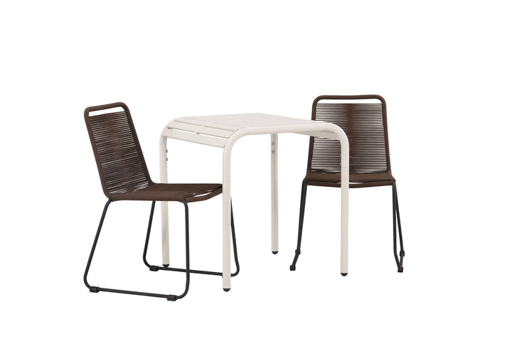 Venture Home Borneo Cafetable Aluminium - Beige / Kvadrat 70*70* +Lindos Diningchair Aluminium - Black / _2