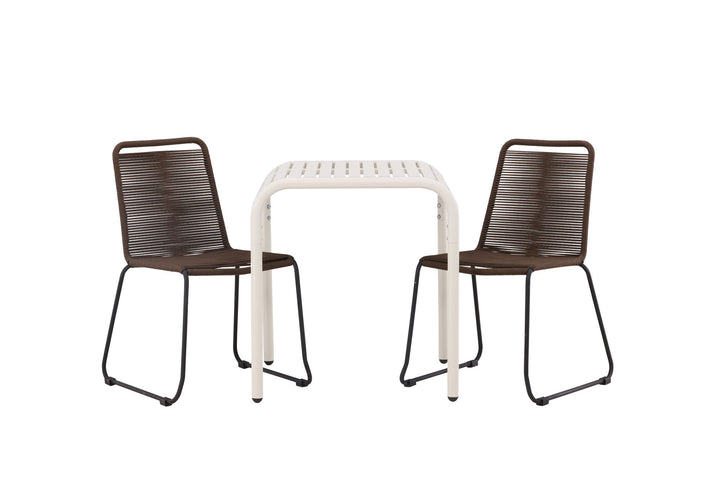 Venture Home Borneo Cafetable Aluminium - Beige / Kvadrat 70*70* +Lindos Diningchair Aluminium - Black / _2