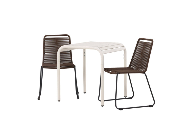 Venture Home Borneo Cafetable Aluminium - Beige / Kvadrat 70*70* +Lindos Diningchair Aluminium - Black / _2