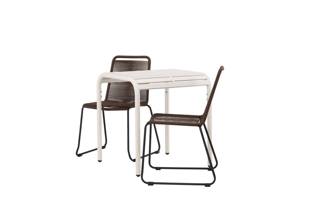 Venture Home Borneo Cafetable Aluminium - Beige / Kvadrat 70*70* +Lindos Diningchair Aluminium - Black / _2