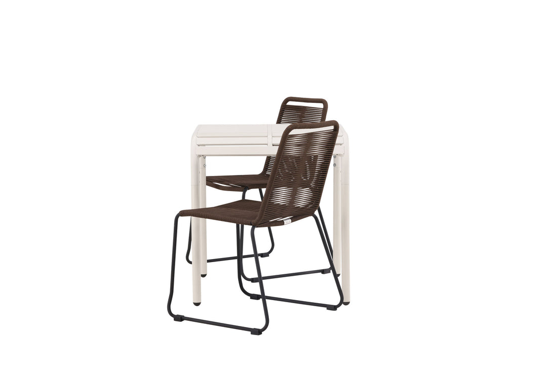 Venture Home Borneo Cafetable Aluminium - Beige / Kvadrat 70*70* +Lindos Diningchair Aluminium - Black / _2