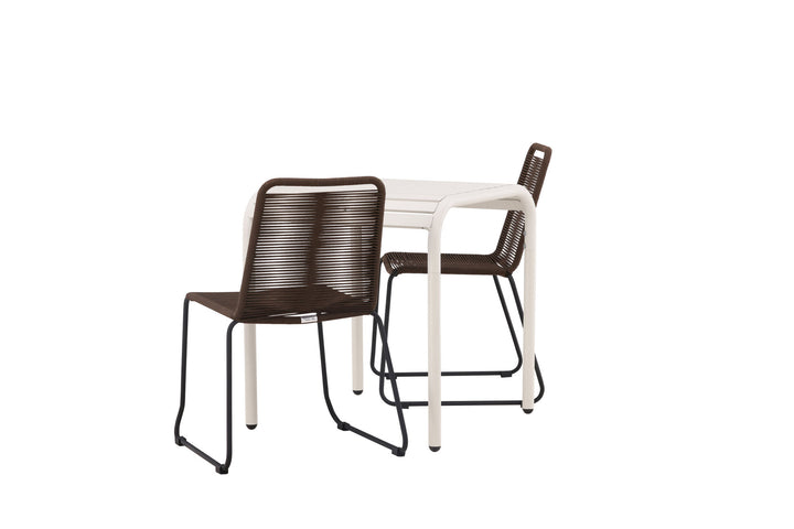 Venture Home Borneo Cafetable Aluminium - Beige / Kvadrat 70*70* +Lindos Diningchair Aluminium - Black / _2