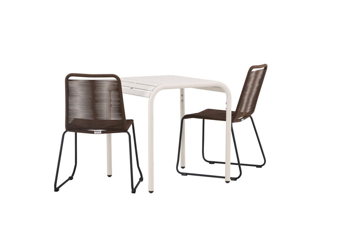 Venture Home Borneo Cafetable Aluminium - Beige / Kvadrat 70*70* +Lindos Diningchair Aluminium - Black / _2