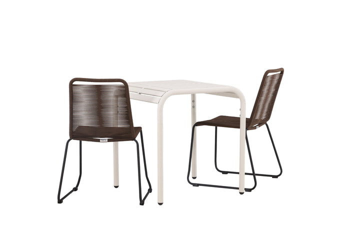 Venture Home Borneo Cafetable Aluminium - Beige / Kvadrat 70*70* +Lindos Diningchair Aluminium - Black / _2