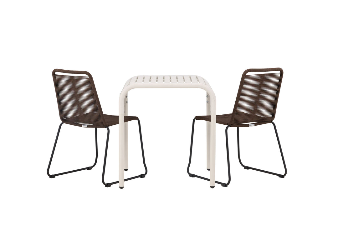 Venture Home Borneo Cafetable Aluminium - Beige / Kvadrat 70*70* +Lindos Diningchair Aluminium - Black / _2