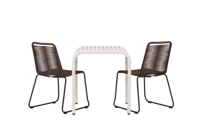 Venture Home Borneo Cafetable Aluminium - Beige / Kvadrat 70*70* +Lindos Diningchair Aluminium - Black / _2
