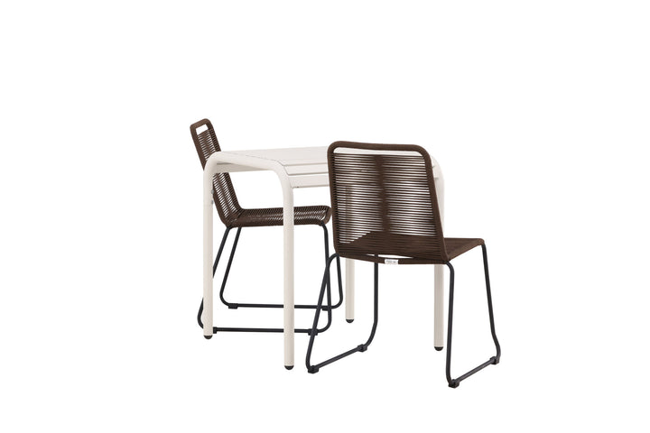 Venture Home Borneo Cafetable Aluminium - Beige / Kvadrat 70*70* +Lindos Diningchair Aluminium - Black / _2