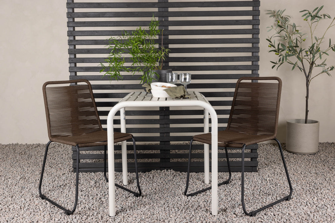 Venture Home Borneo Cafetable Aluminium - Beige / Kvadrat 70*70* +Lindos Diningchair Aluminium - Black / _2