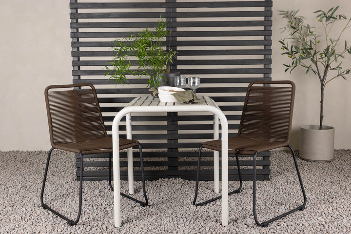 Venture Home Borneo Cafetable Aluminium - Beige / Kvadrat 70*70* +Lindos Diningchair Aluminium - Black / _2