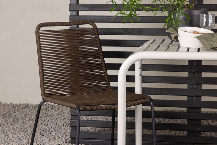 Venture Home Borneo Cafetable Aluminium - Beige / Kvadrat 70*70* +Lindos Diningchair Aluminium - Black / _2