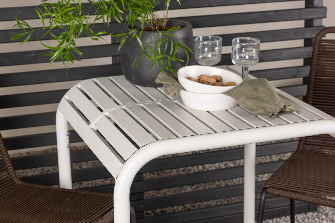 Venture Home Borneo Cafetable Aluminium - Beige / Kvadrat 70*70* +Lindos Diningchair Aluminium - Black / _2