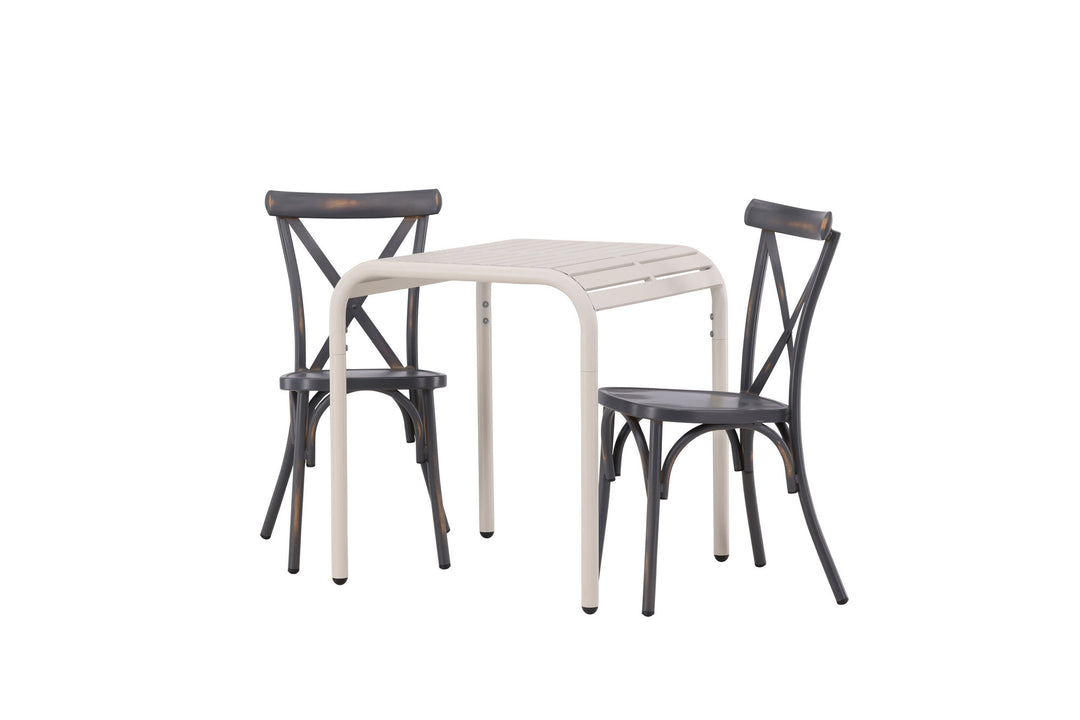 Venture Home Borneo Cafetable Aluminium - Beige / Kvadrat 70*70* +Tablas Diningchair Aluminium - Black / _2