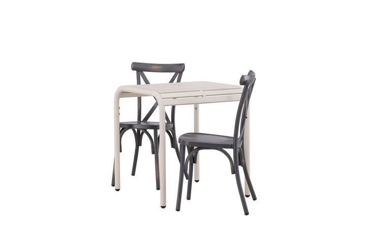 Venture Home Borneo Cafetable Aluminium - Beige / Kvadrat 70*70* +Tablas Diningchair Aluminium - Black / _2