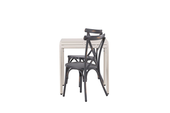 Venture Home Borneo Cafetable Aluminium - Beige / Kvadrat 70*70* +Tablas Diningchair Aluminium - Black / _2