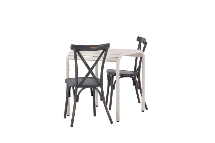 Venture Home Borneo Cafetable Aluminium - Beige / Kvadrat 70*70* +Tablas Diningchair Aluminium - Black / _2