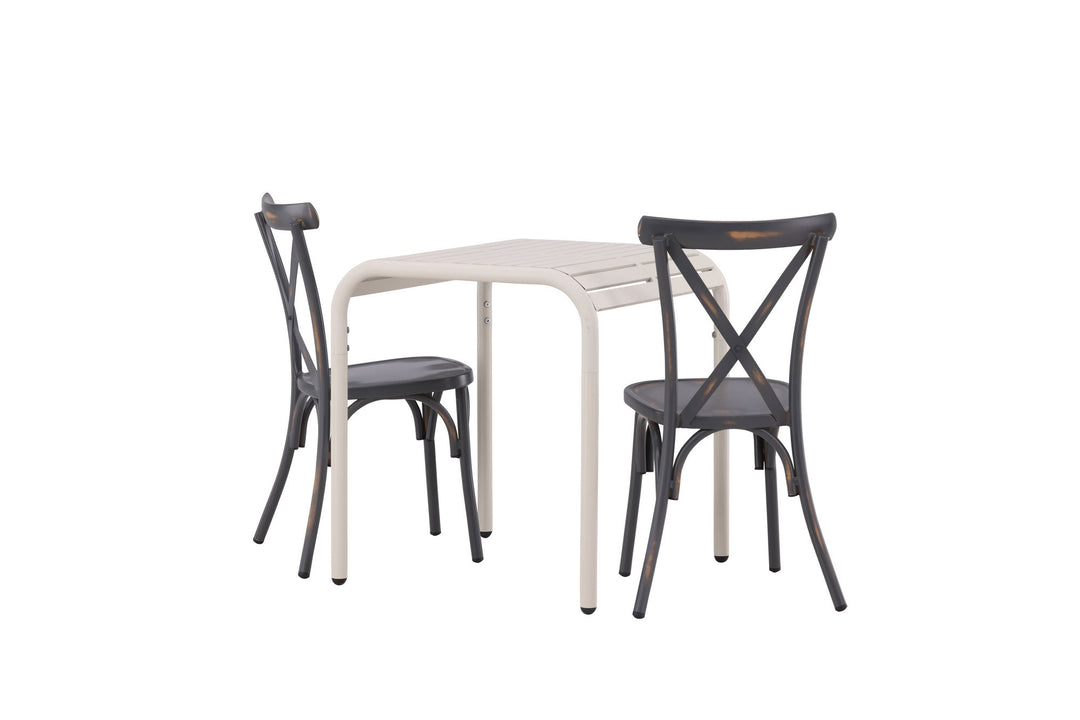 Venture Home Borneo Cafetable Aluminium - Beige / Kvadrat 70*70* +Tablas Diningchair Aluminium - Black / _2