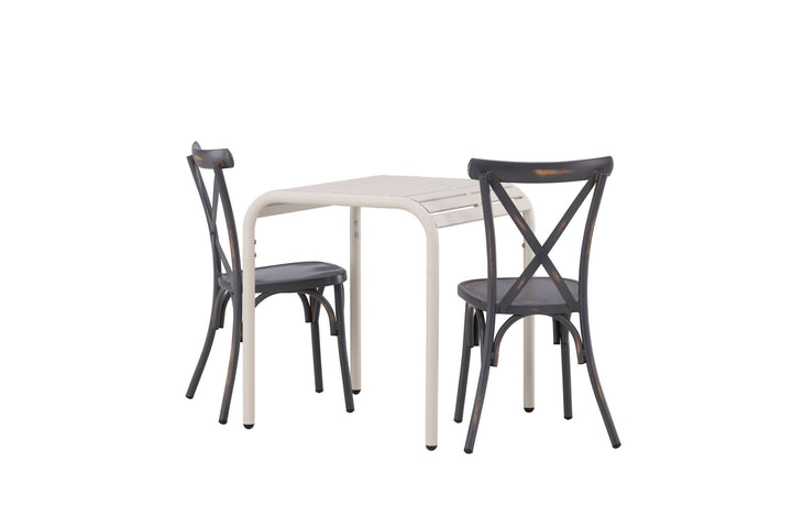 Venture Home Borneo Cafetable Aluminium - Beige / Kvadrat 70*70* +Tablas Diningchair Aluminium - Black / _2