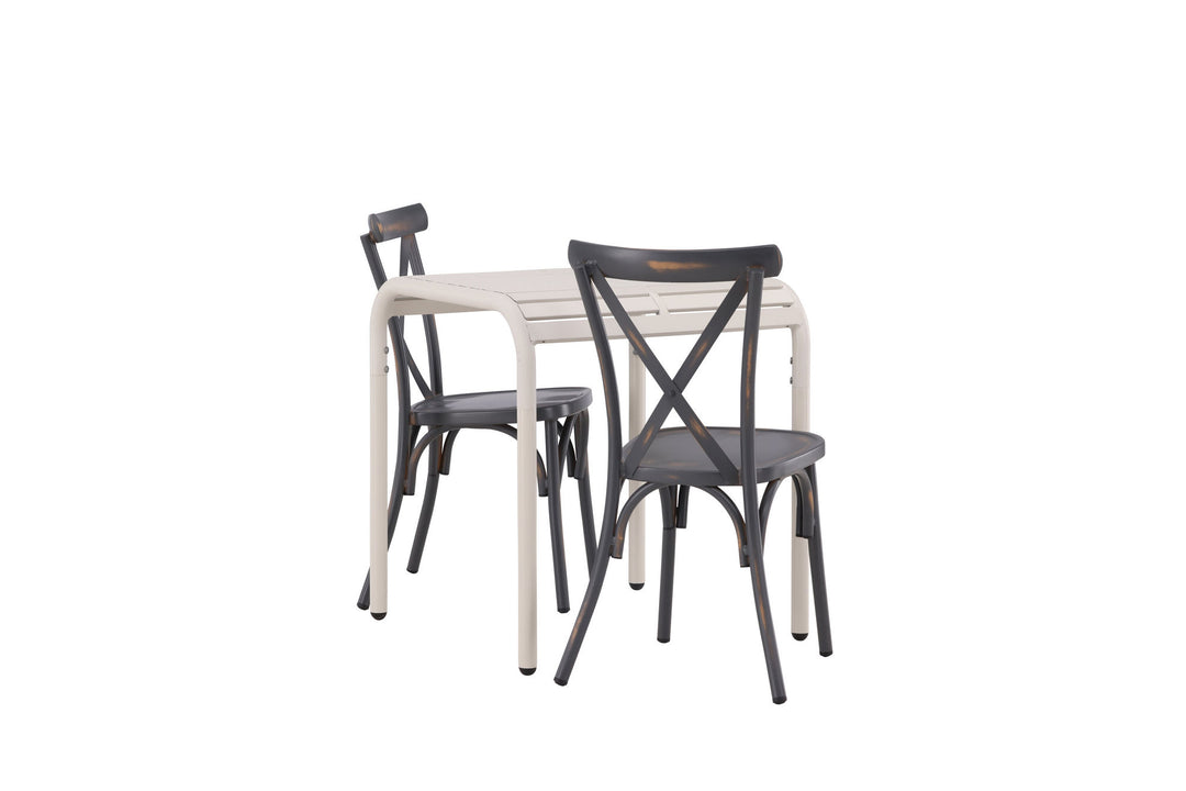 Venture Home Borneo Cafetable Aluminium - Beige / Kvadrat 70*70* +Tablas Diningchair Aluminium - Black / _2