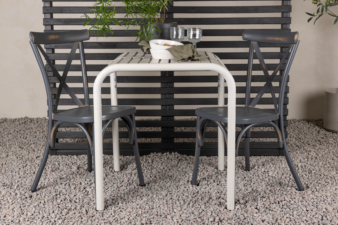Venture Home Borneo Cafetable Aluminium - Beige / Kvadrat 70*70* +Tablas Diningchair Aluminium - Black / _2