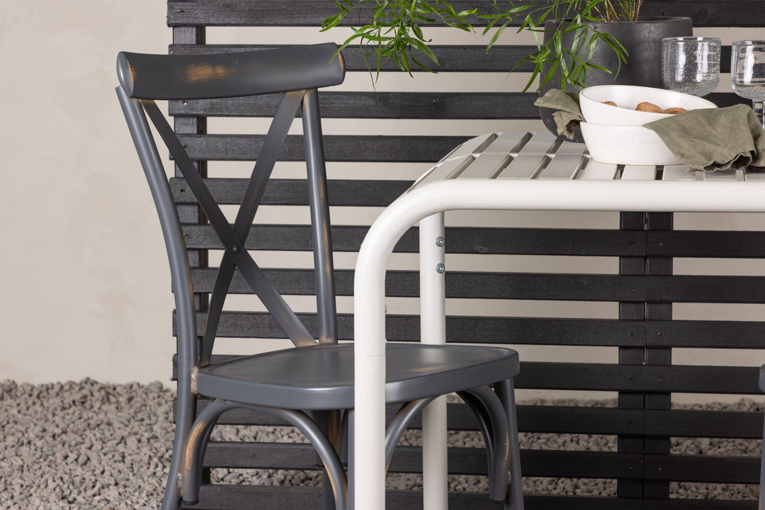 Venture Home Borneo Cafetable Aluminium - Beige / Kvadrat 70*70* +Tablas Diningchair Aluminium - Black / _2