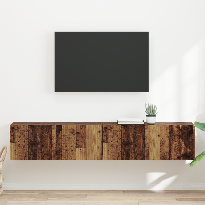 TV vægskab Vægmonteret 2 pcs Gammelt træ 78,5 x 31 x 29,5 cm